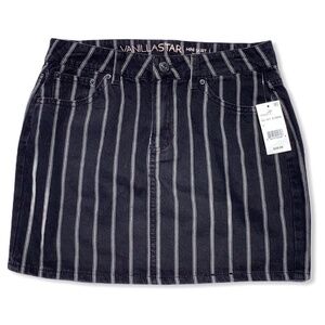 NWT Black Striped Jean Mini Skirt